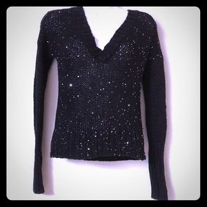 MUDD Black Sequined Crop Sweater